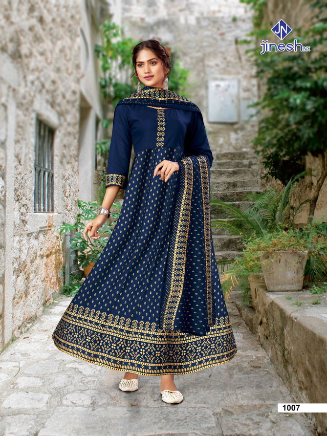 Jinesh Nx Jannat Heay Ethnic Wear Wholesale Printed Anarkali Kurtis Catalog